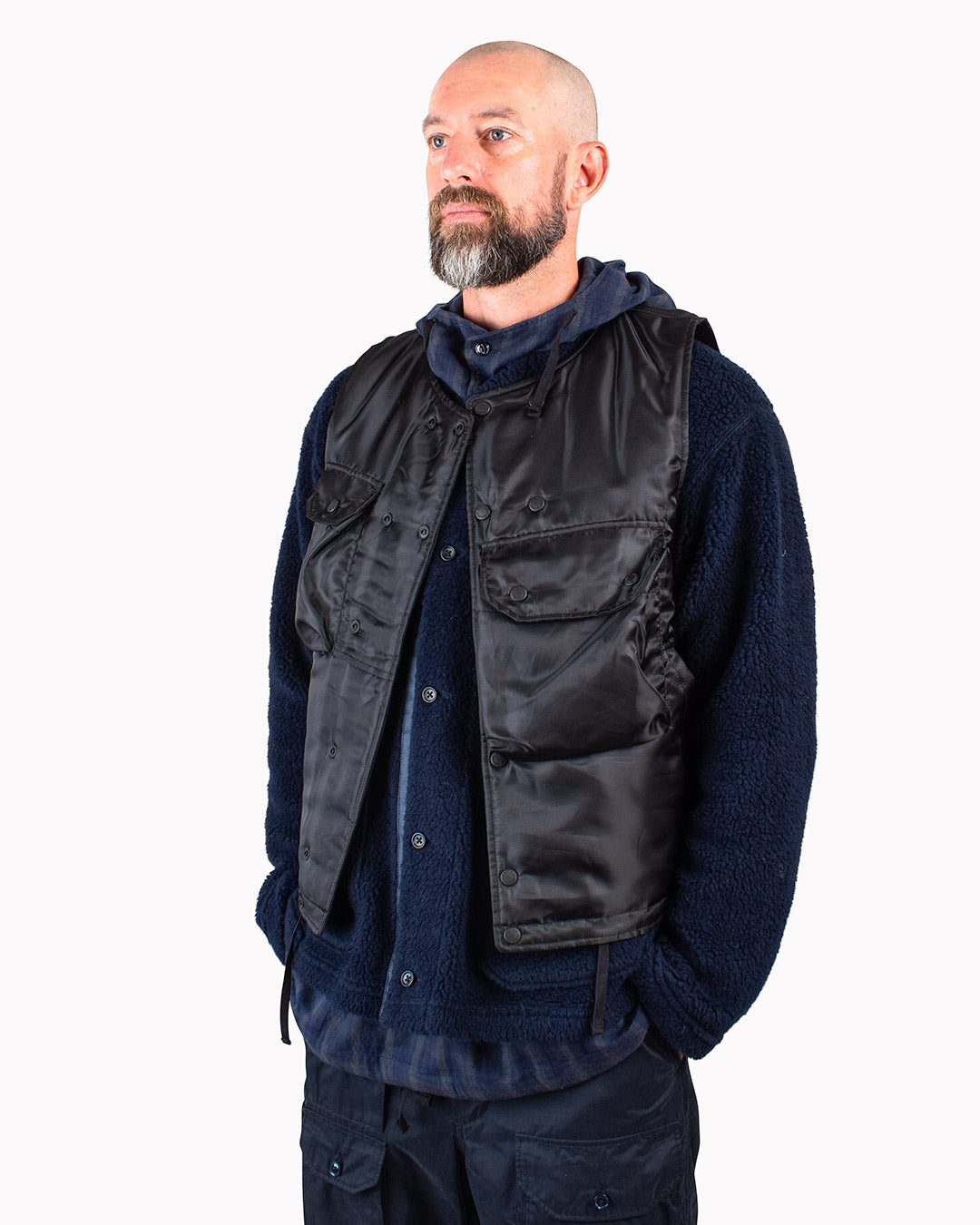 Engineered Garments Cover Vest Black Polyester Pilot Twill