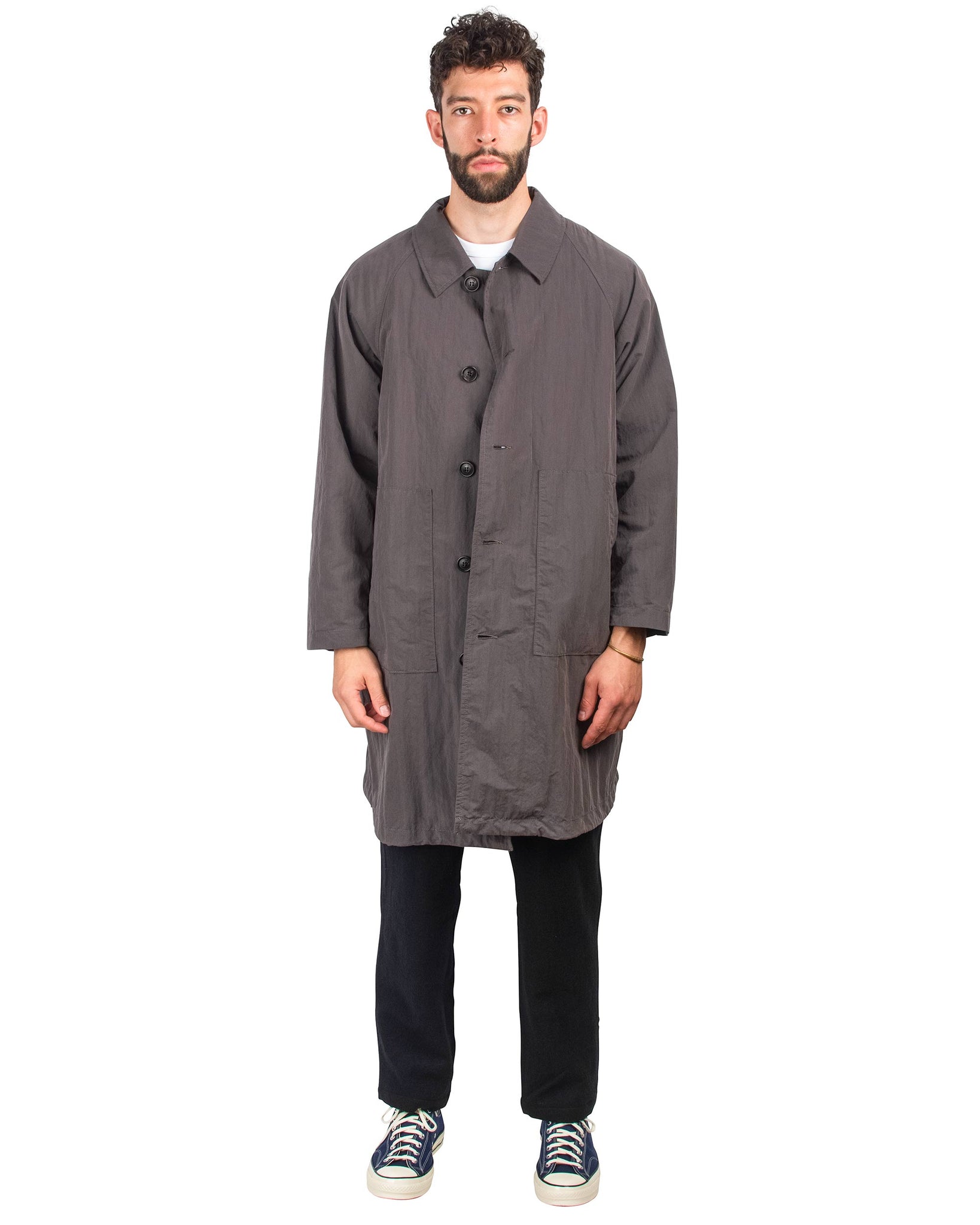 Sage de Cret Stand Fall Collar Coat With Liner Charcoal Cotton/Nylon T