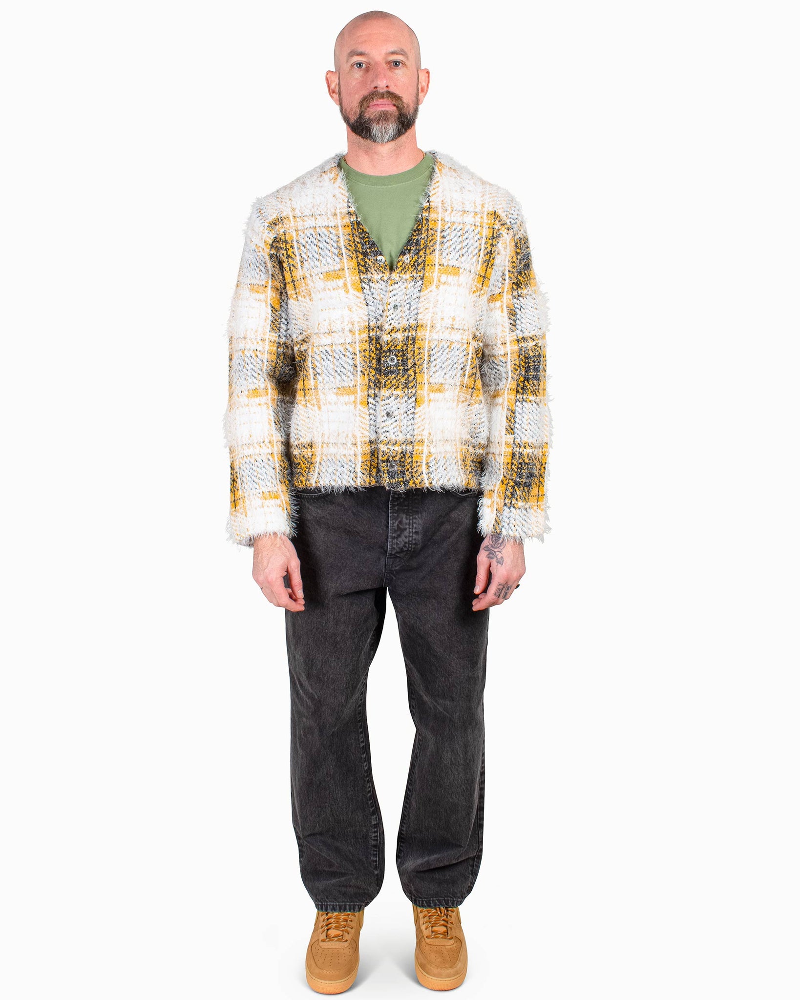 Stüssy Hairy Plaid Cardigan Gold