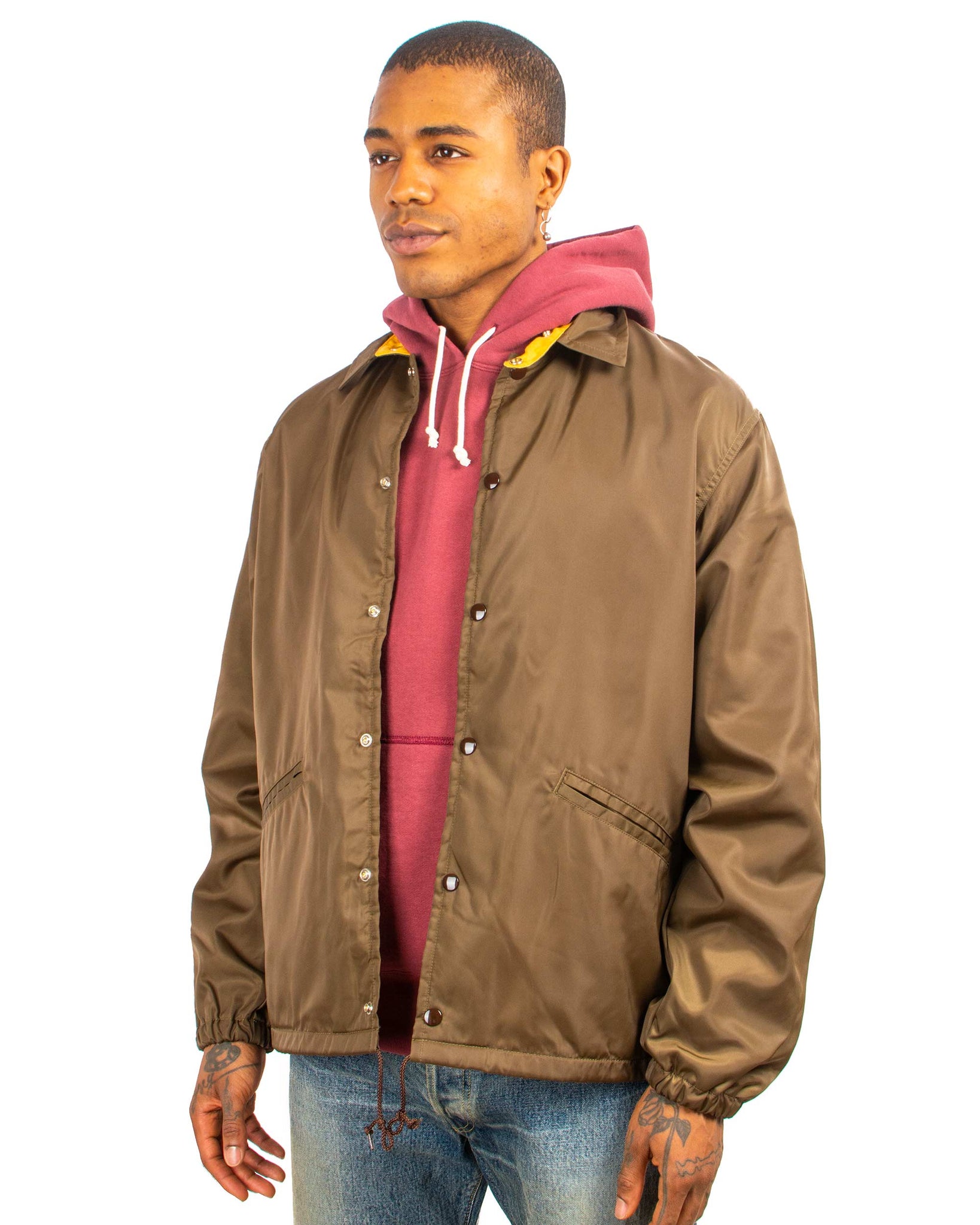 The Real McCoy's MJ22019 Nylon Cotton Lined Coach Jacket Brown