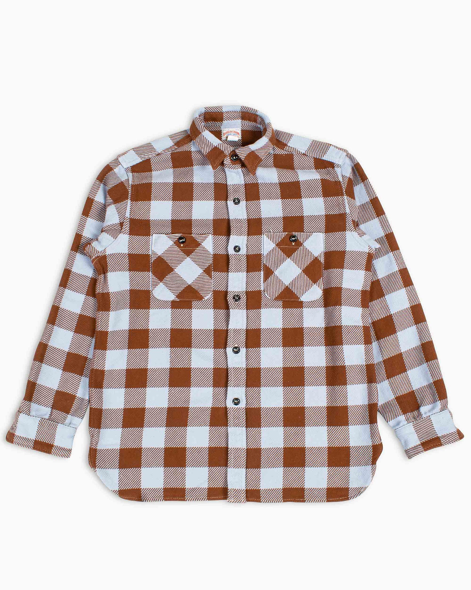 The Real McCoy's MS22104 8HU Buffalo Check Flannel Shirt Saxe/Brown