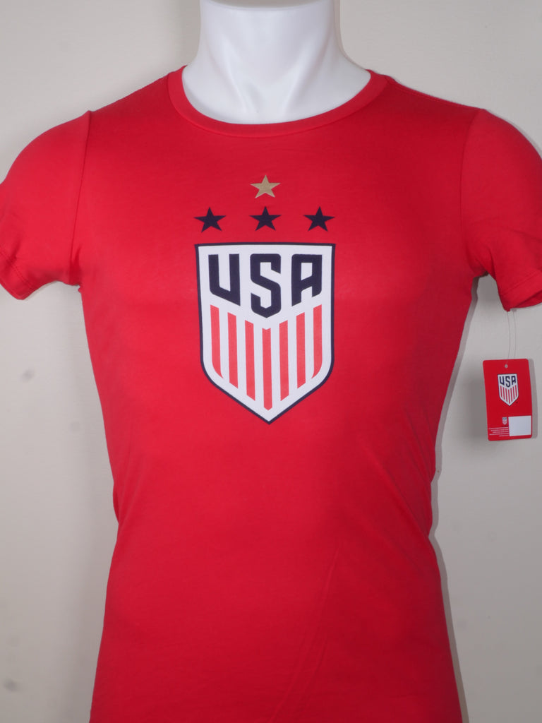 USA SOCCER USWNT Women's World Cup 4 Star Celebration Tee Shirt Red