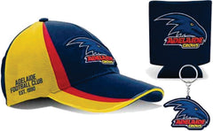 Adelaide Crows AFL Cap Keyring and Can Cooler Pack