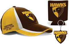 Hawthorn Hawks AFL Cap Keyring and Can Cooler Pack