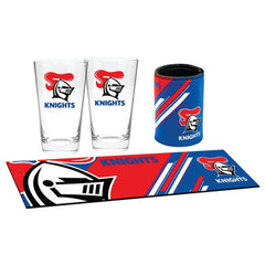 Newcastle Knights NRL Bar Essentials Gift Pack with Glasses Cooler and Bar Mat