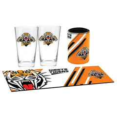 West Tigers NRL Bar Essentials Gift Pack with Glasses Cooler and Bar Mat