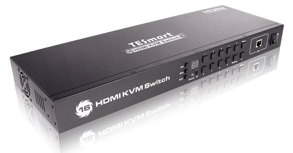 TESMART 16-PORT HDMI KVM SWITCH - AUTOSCAN, RACKMOUNT, ETHERNET, USB HUB, 4K 30HZ