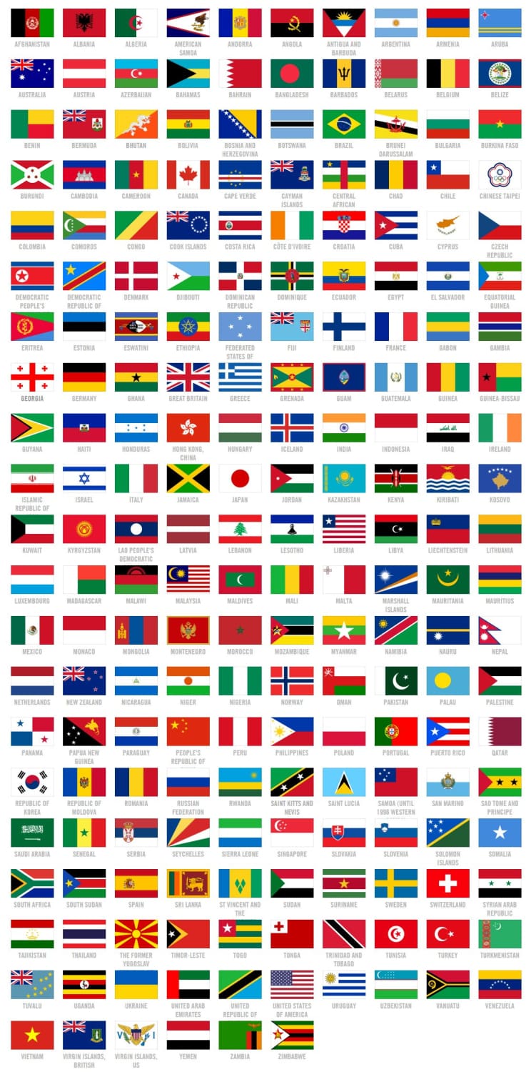 Olympic Games Tokyo 2020Participating Countries Flags Stock Photo