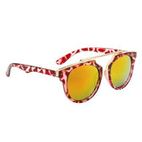 "DOWNTOWN" PINK ANIMAL PRINT WITH MULTI COLOR LENS RETRO SUNGLASSES