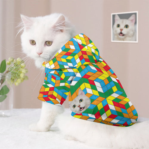 Custom Face Full Print Pet Sweater Color Block Stitching Pet Clothes