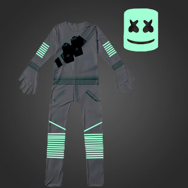 Fortnite Marshmello Costume Cosplay Jumpsuit Glow In The Dark Onesie B Uncostume