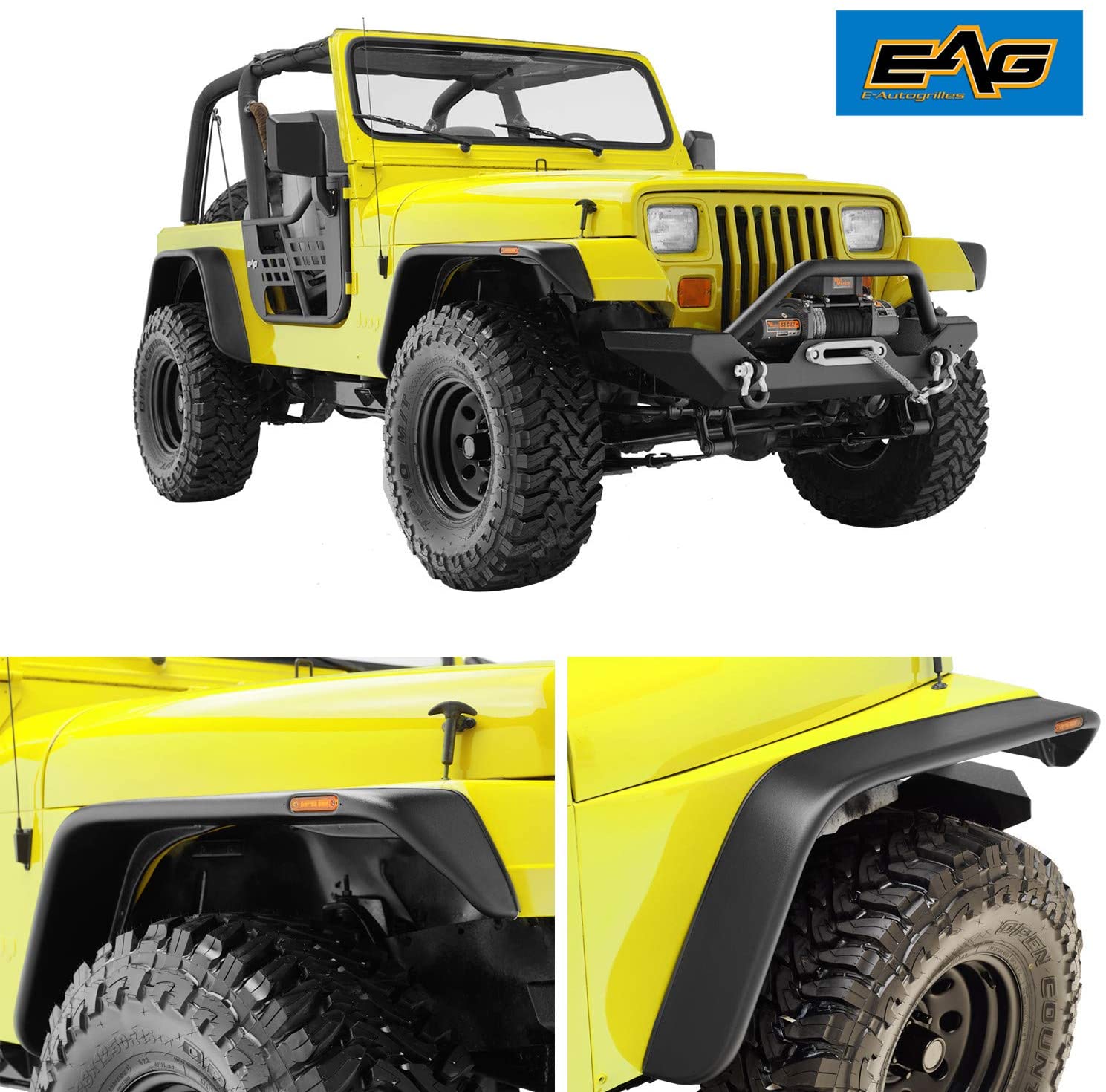 EAG Front and Rear Fender Flare Flat Style with LED Side Light Fit for –  PartLimit