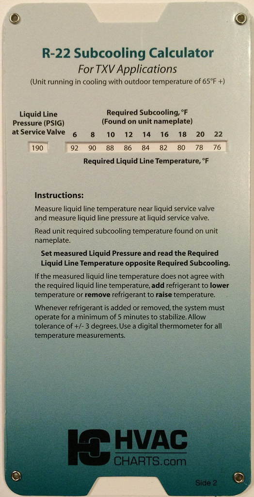 R22 Superheat Subcooling Calculator Charging Chart PartLimit