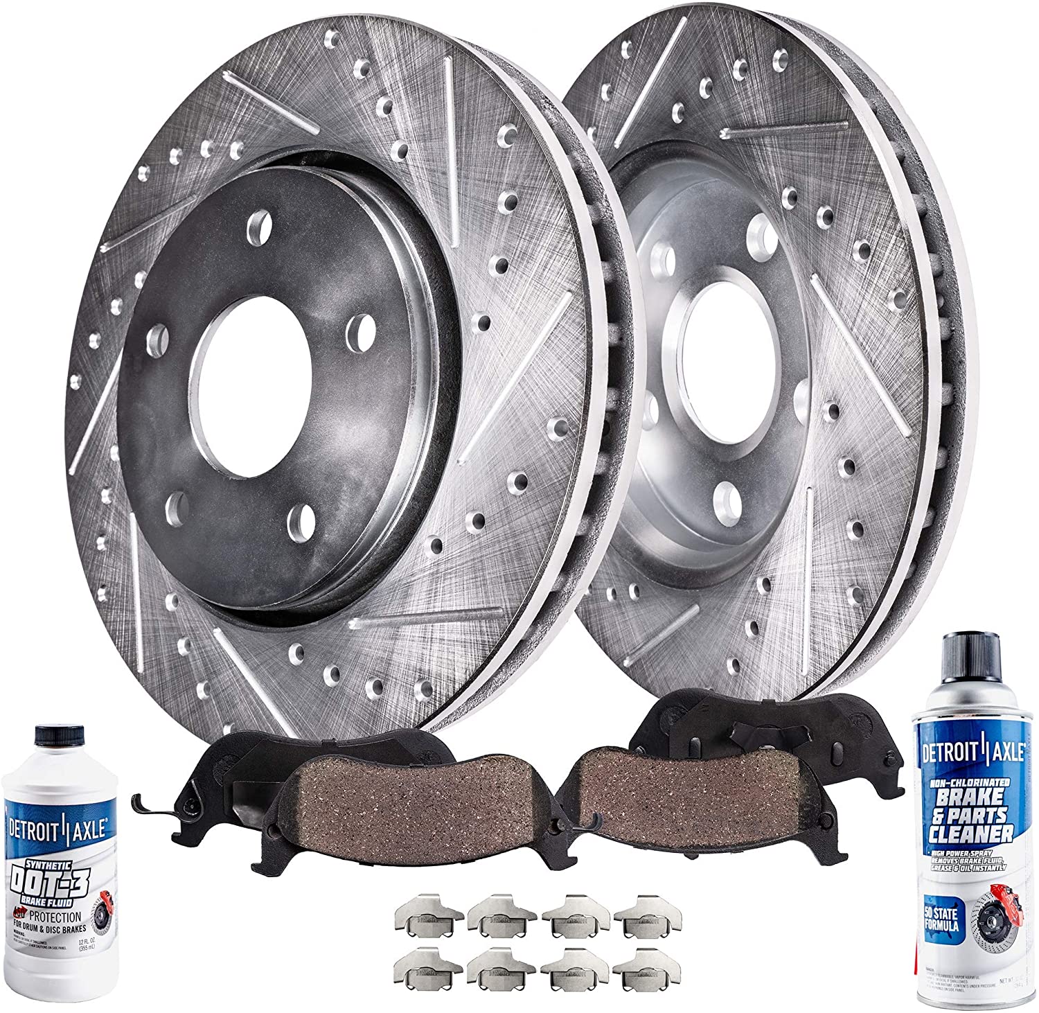 Detroit Axle - Drilled & Slotted FRONT Brake Kit Rotor Performance GRA –  PartLimit