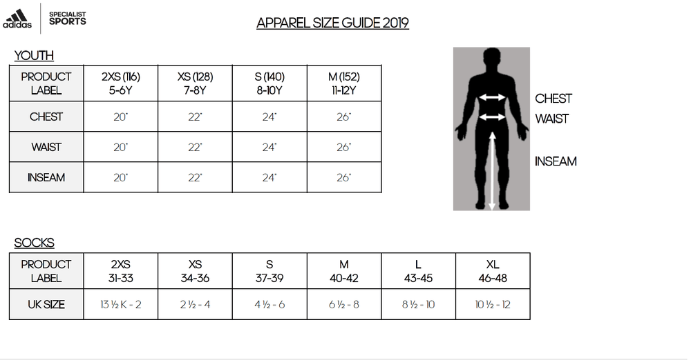 adidas track jacket size chart