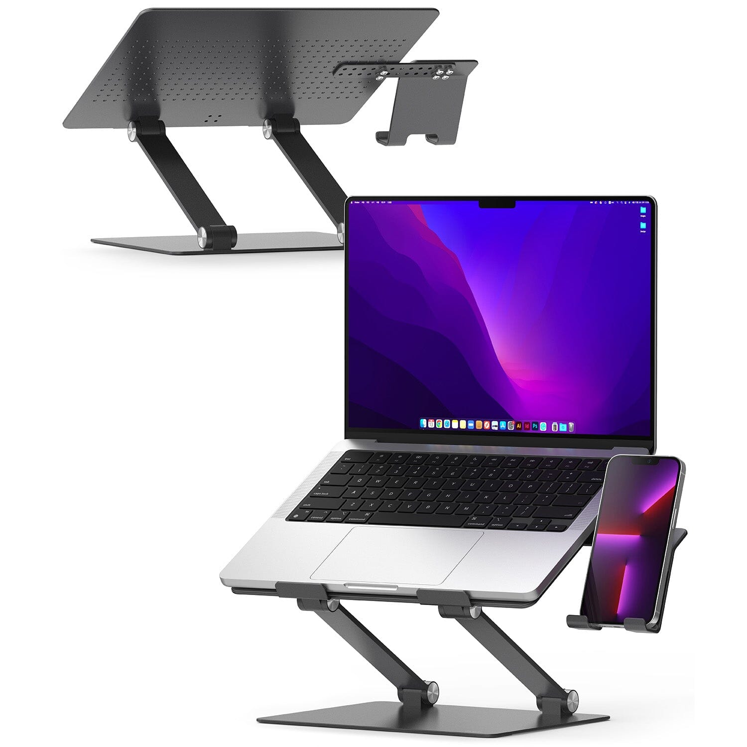 laptop stand with phone holder