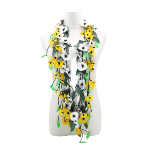 Upcycled Plastic Bottles Poppy Necklace - White/Green