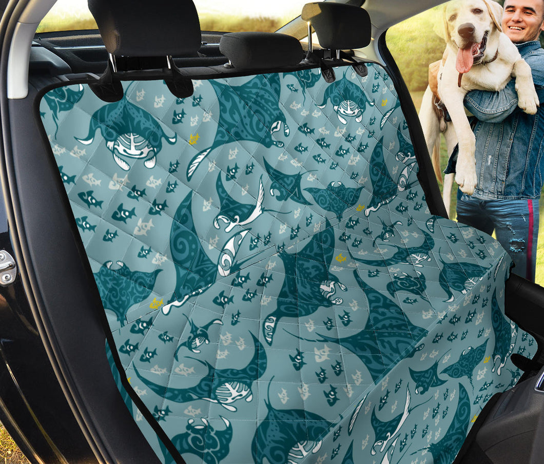 Manta Ray Tribal Pattern Print Design 03 Rear Dog Car Seat Cover Hammock