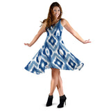 Ikat Pattern Print Design 03 Sleeveless Mini Dress