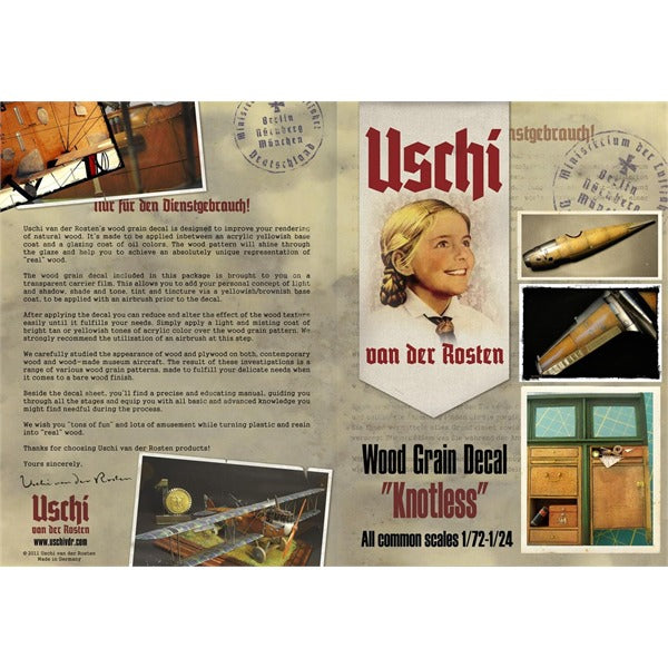 Uschi Van Der Rosten UV1004 Woodgrain Decal "Knotless" 1/72 - 1/24