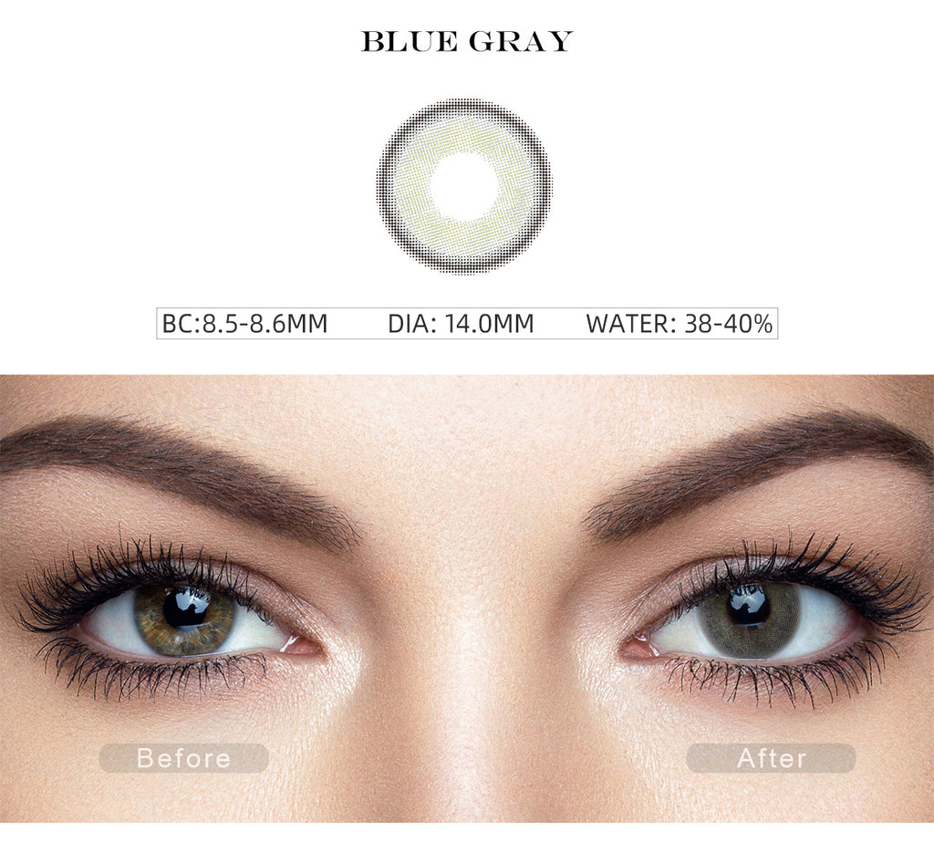 Canna Roze Blue Gray color contact lenses with before and after photo