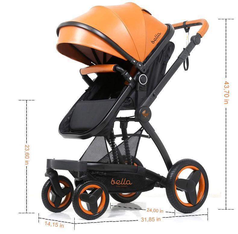 orange baby stroller