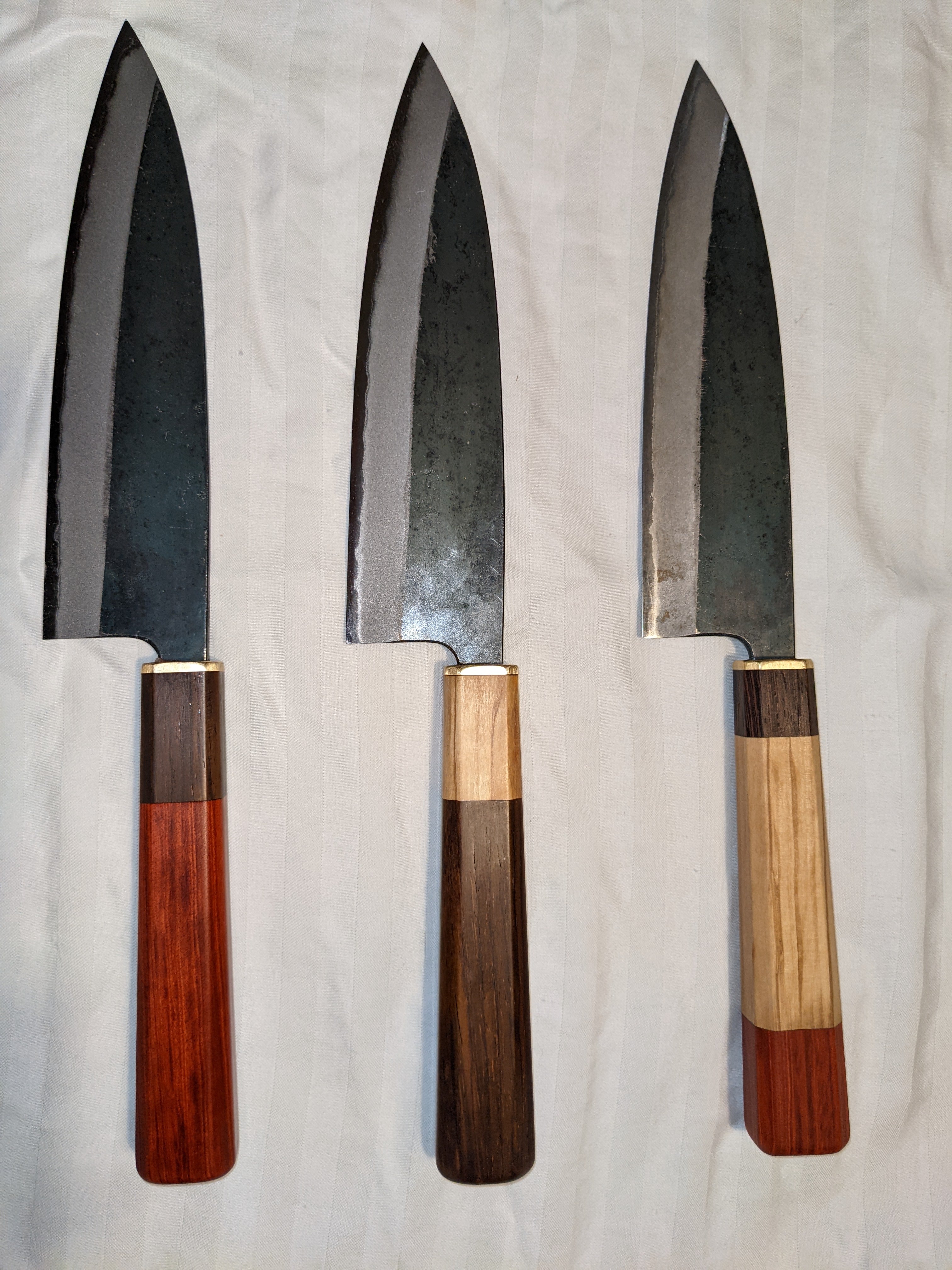 Custom combination wood handle chef knives