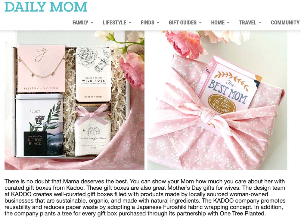 Kadoo Mother's Day Gift box featured in Daily Mom