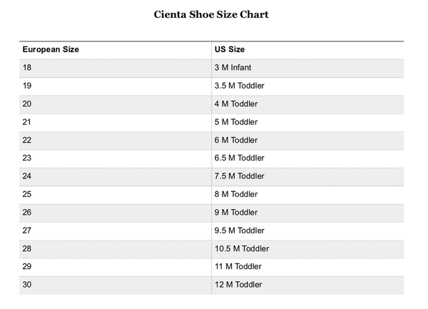 cienta shoes size chart