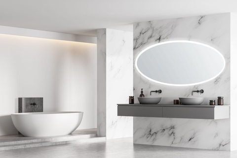 the Aurora Oval Lighted Bathroom Makeup Mirror – @ModernMirrors