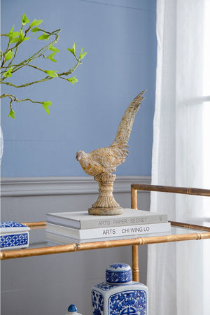 Vintage White Pheasant Sculpture - Calypso Cottage- Luxury Resort Lifestyle 