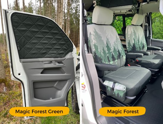 Thermomatten und Sitzbezüge in Magic Forest Green