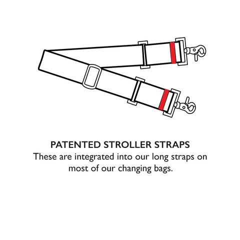 STORKSAK STROLLER STRAPS | PATENTED STROLLER STRAPS | These are integrated into our long straps on most of our changing bags | Baby accessories | Storksak - Award-winning Baby Changing Bags & Accessories 