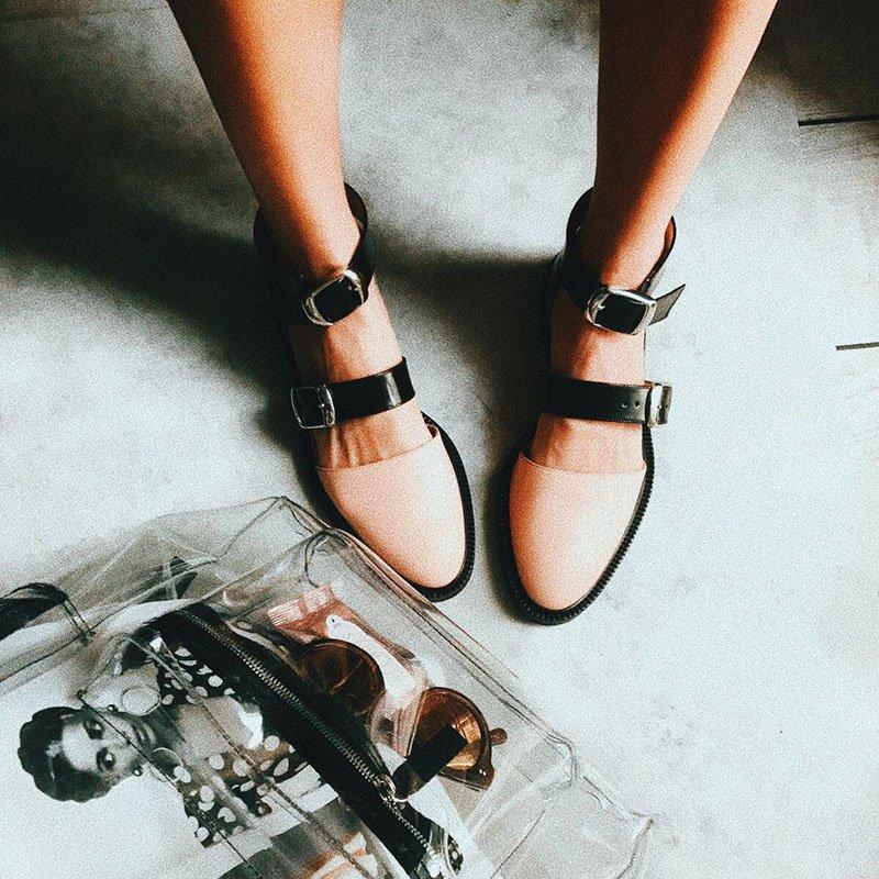 buckle color block sandals