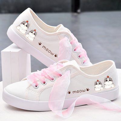 Cat Printing Women Casual Canvas Sneaker Shoes