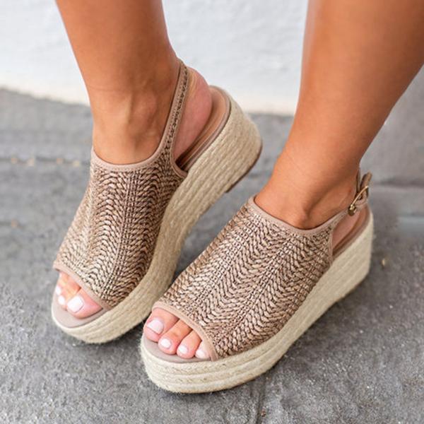 Casual Platform Peep Toe Espadrille 