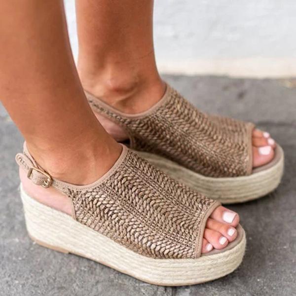 Casual Platform Peep Toe Espadrille 