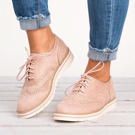Lace Up Perforated Oxfords Shoes 