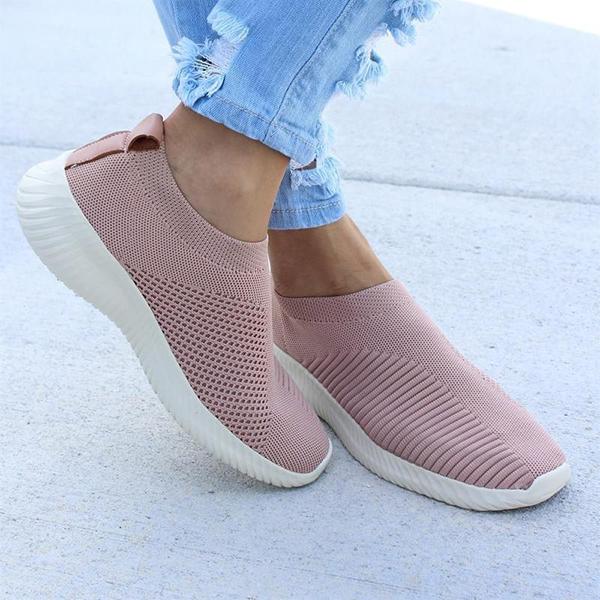 Breathable Fly-knit Slip On Sneakers 