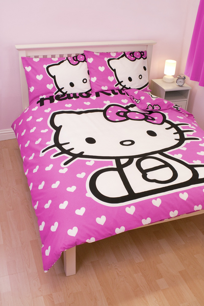 Dynergy Hello Kitty Hearts Single Duvet Cover And Pillowcase