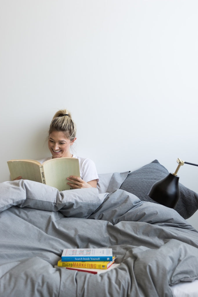 Au Lit Fine Linens: Chambray Grey & Charcoal 