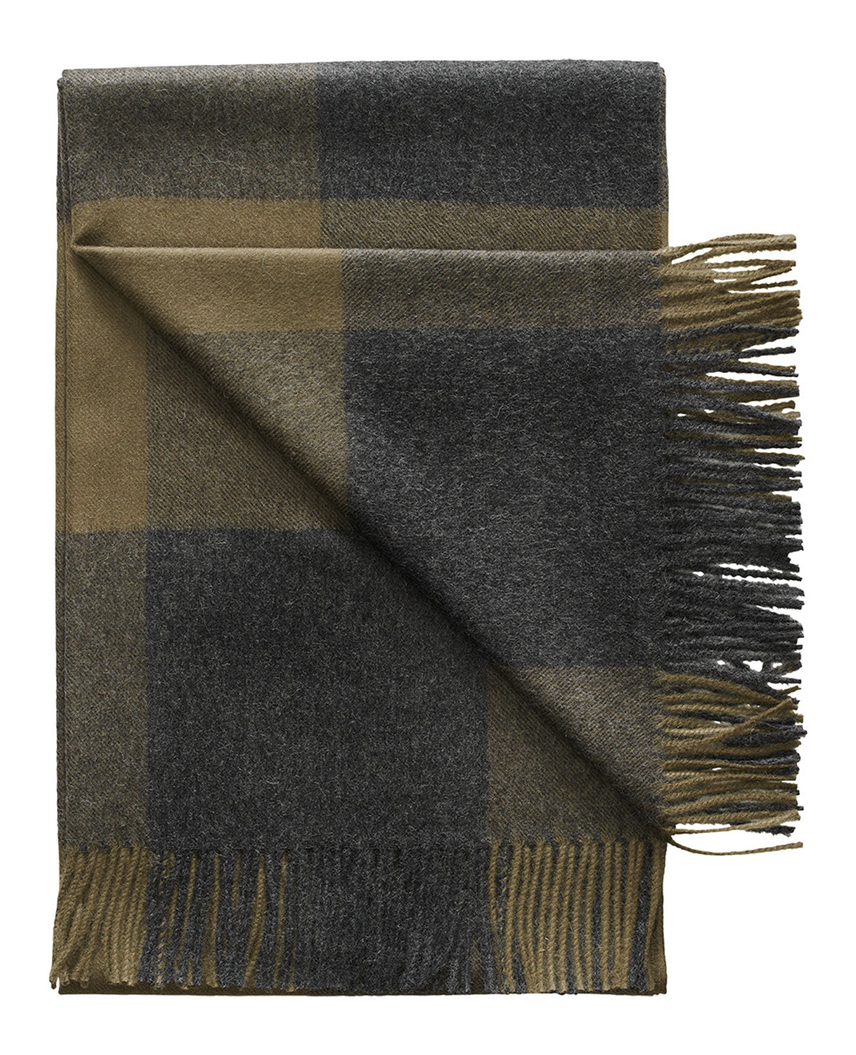 Olive Buffalo Check Throw