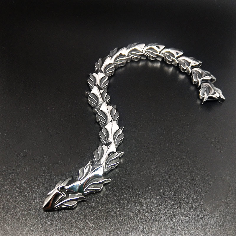 Silver viking bracelet Stainless steel Wolf Bracelet for Men N284F - CIVIBUY