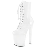 Pleaser XTREME-1020 Exotic Dancing Super High Ankle/Mid Calf High Boots. White/Pat