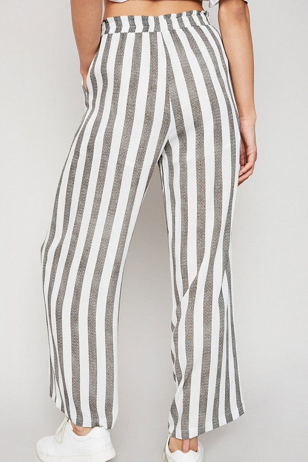 gray and white striped pants