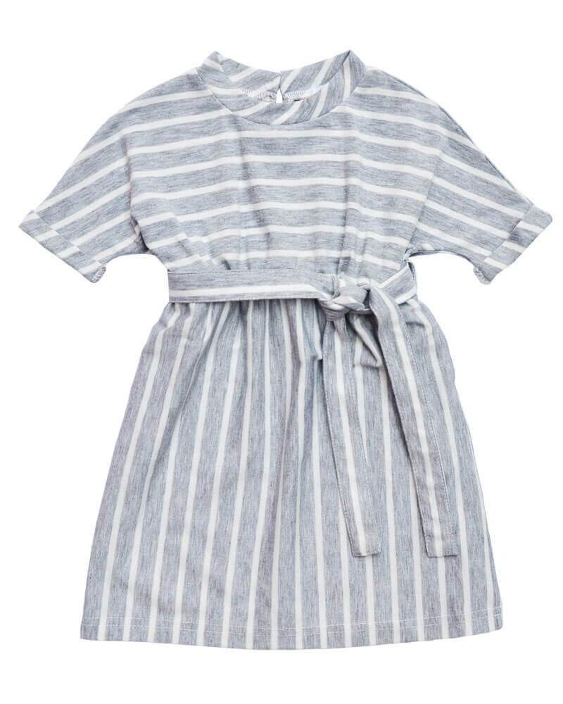 grey and white striped dress