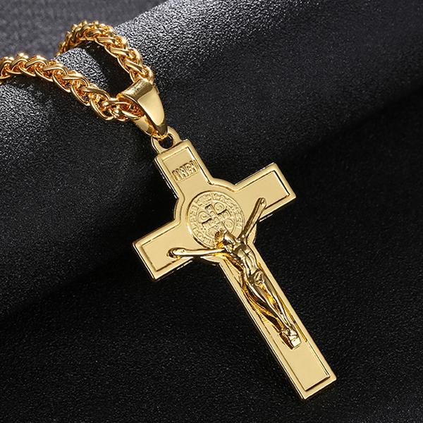 Men's Jesus INRI Gold/Silver Crucifix 