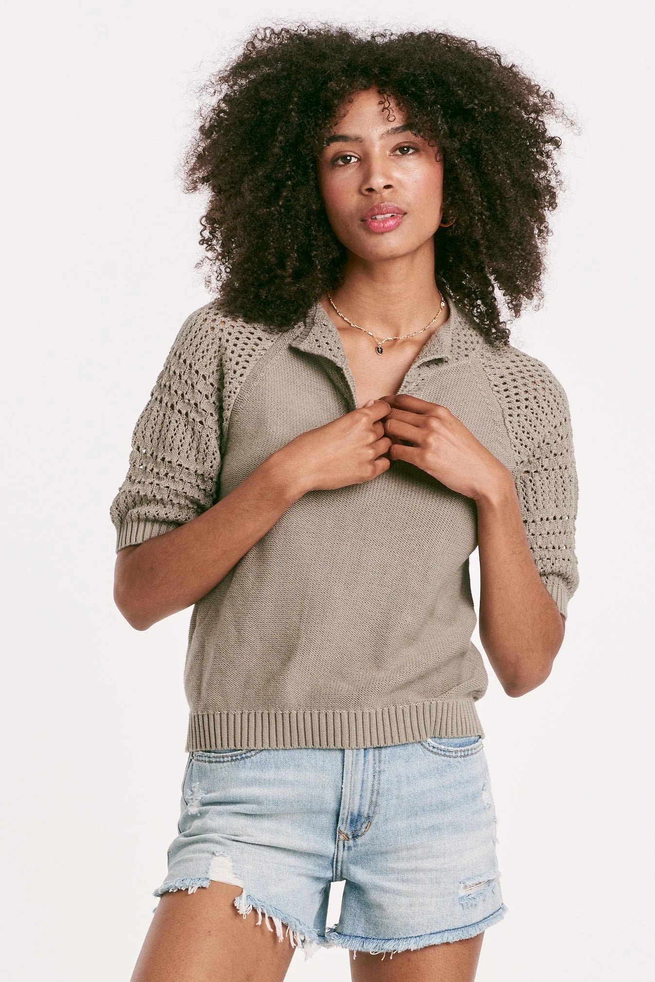 Another Love Verona Crochet Sage Sweater