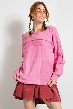 Pink Mineral Wash Pullover