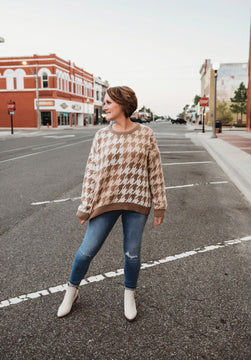 Camel Houndstooth Sweater